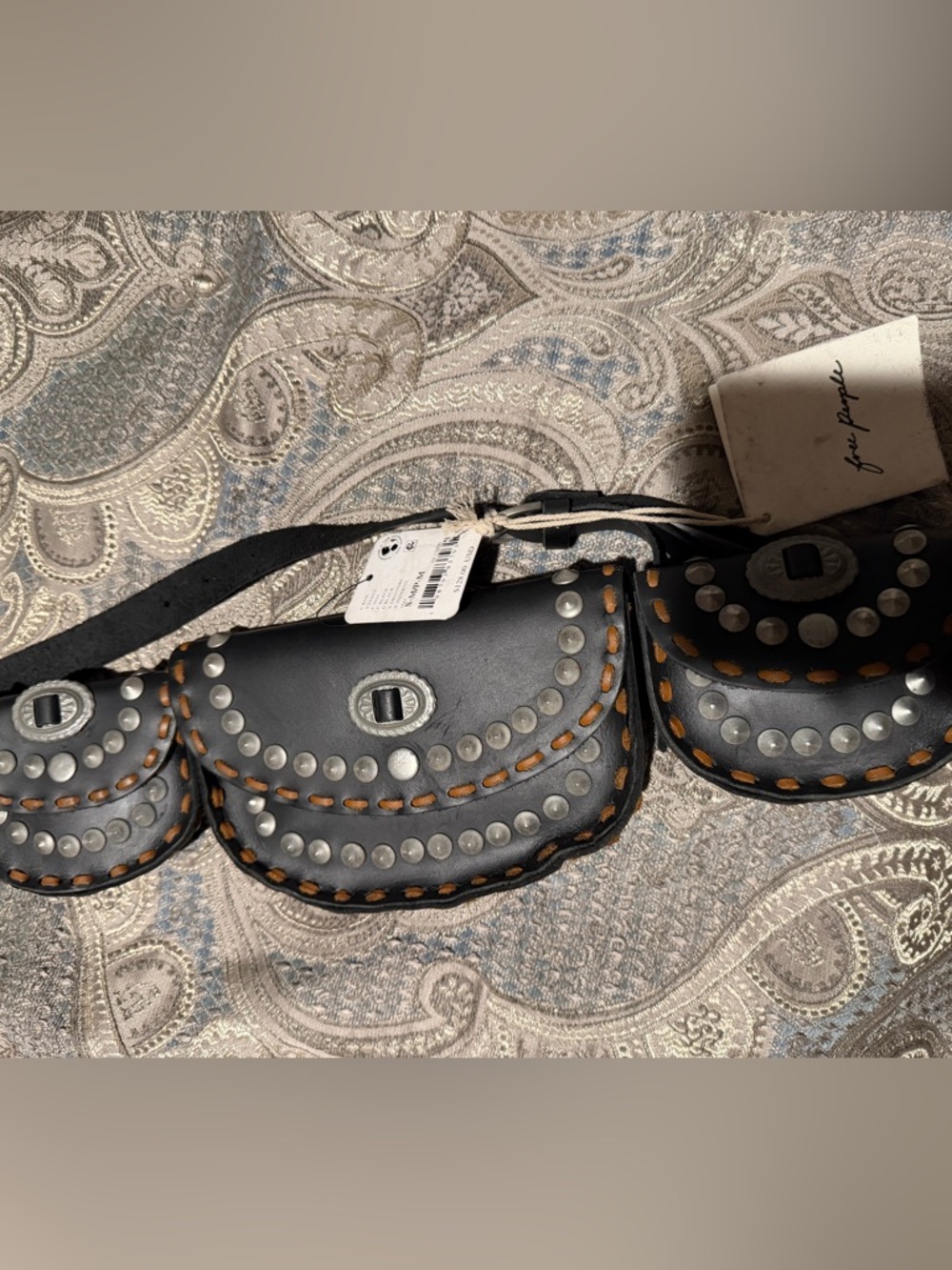 Free People Lucky Stars Pocket Belt Leather 🔥 Size S-M - Picture 3 of 5